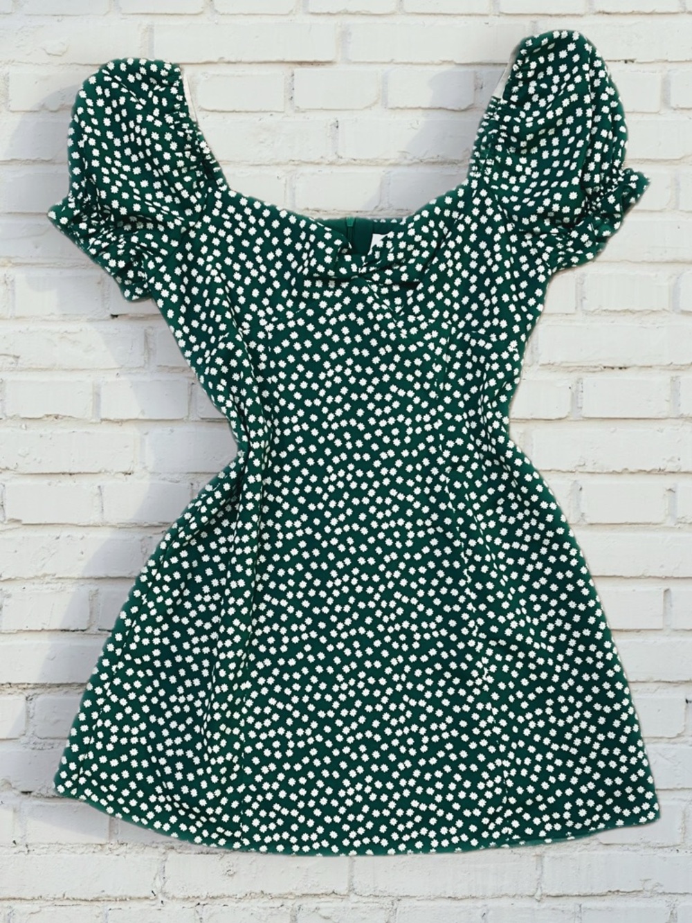 Princess Polly Ditsy Floral Print Green & White Mini Dress Size 8